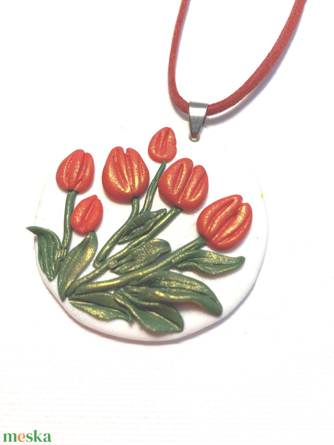 Tulipáncsokor nyaklánc - ékszer - nyaklánc - medálos nyaklánc - Meska.hu