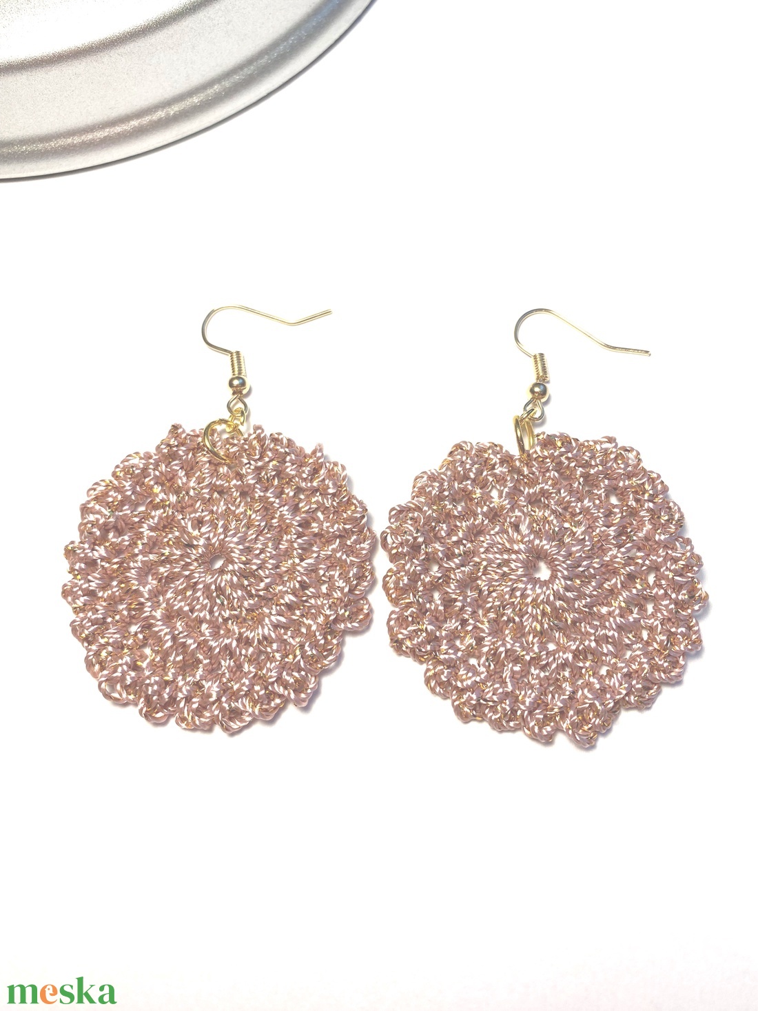 Aranyszálas rosegold kerek - ékszer - fülbevaló - lógós kerek fülbevaló - Meska.hu