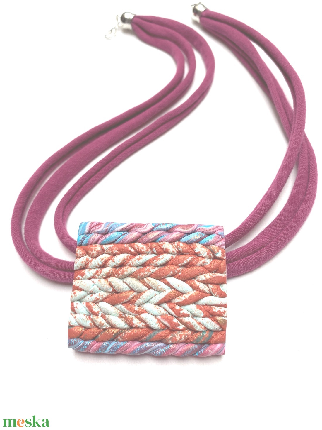 Kötött mintás medál - ékszer - nyaklánc - medálos nyaklánc - Meska.hu