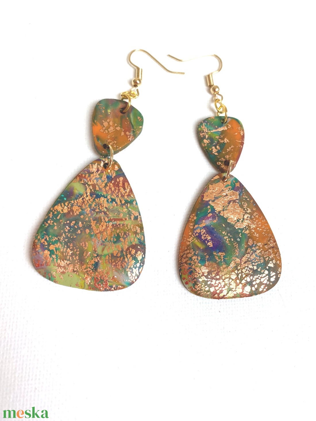 Rosegold modern fülbevaló - ékszer - fülbevaló - lógó fülbevaló - Meska.hu