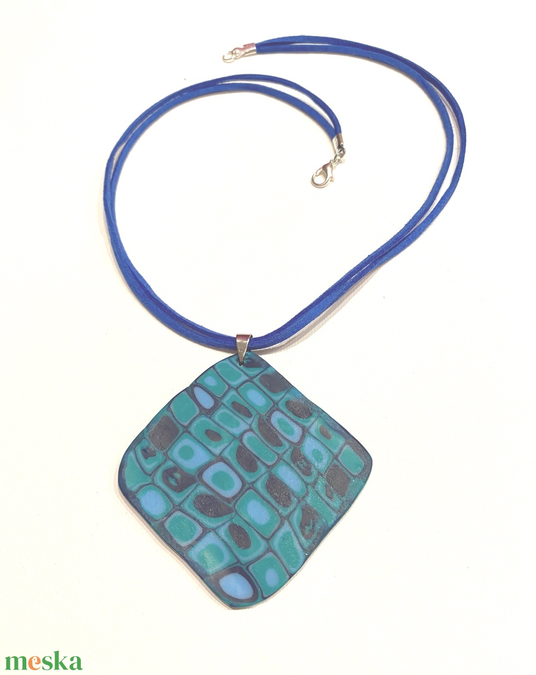 Kék mozaikos - ékszer - nyaklánc - medálos nyaklánc - Meska.hu