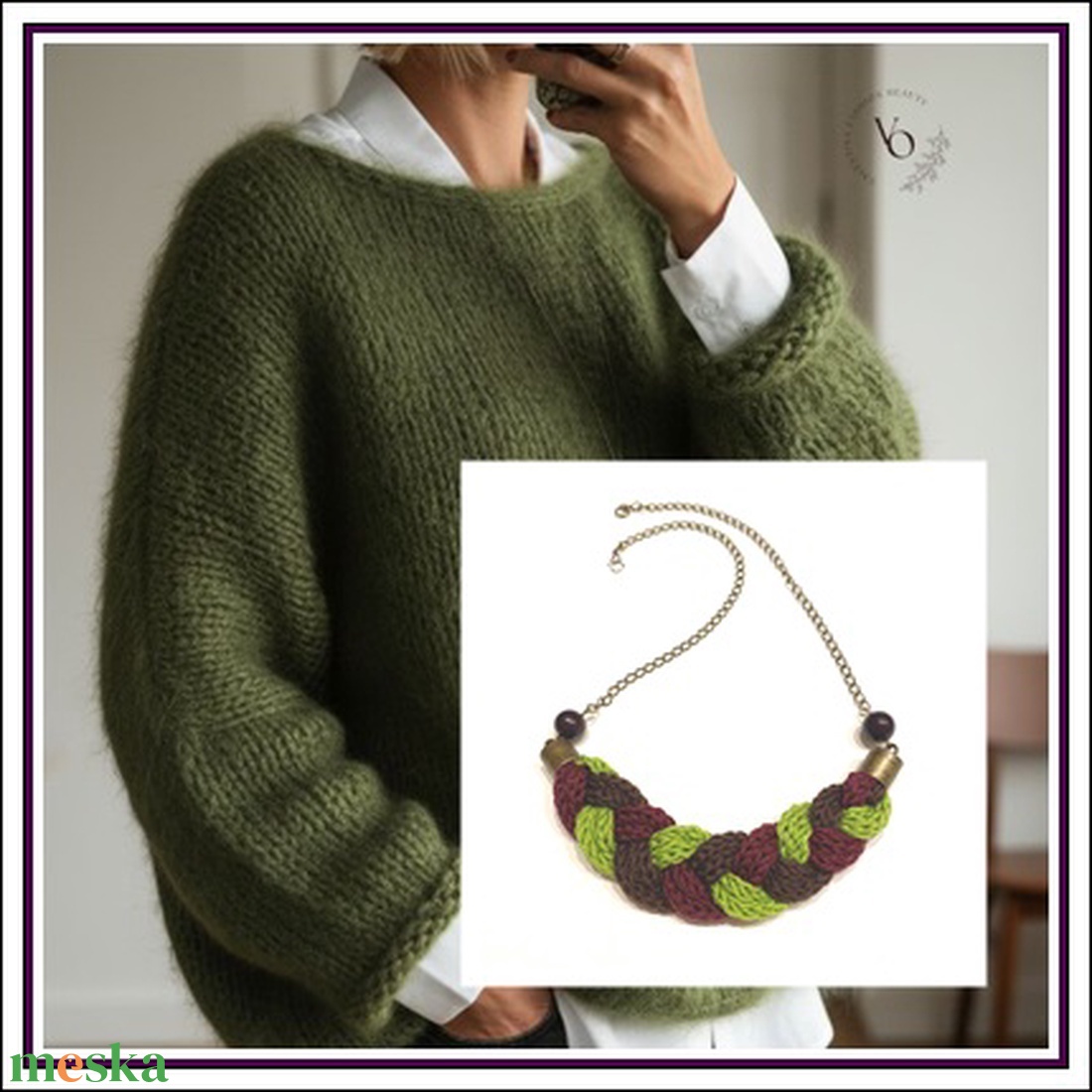 Kivi-barna-lila - ékszer - nyaklánc - medál nélküli nyaklánc - Meska.hu