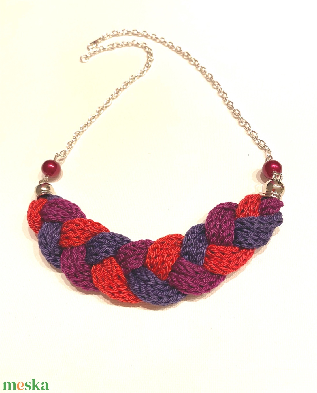 Burgundi,piros, lila - ékszer - nyaklánc - medál nélküli nyaklánc - Meska.hu