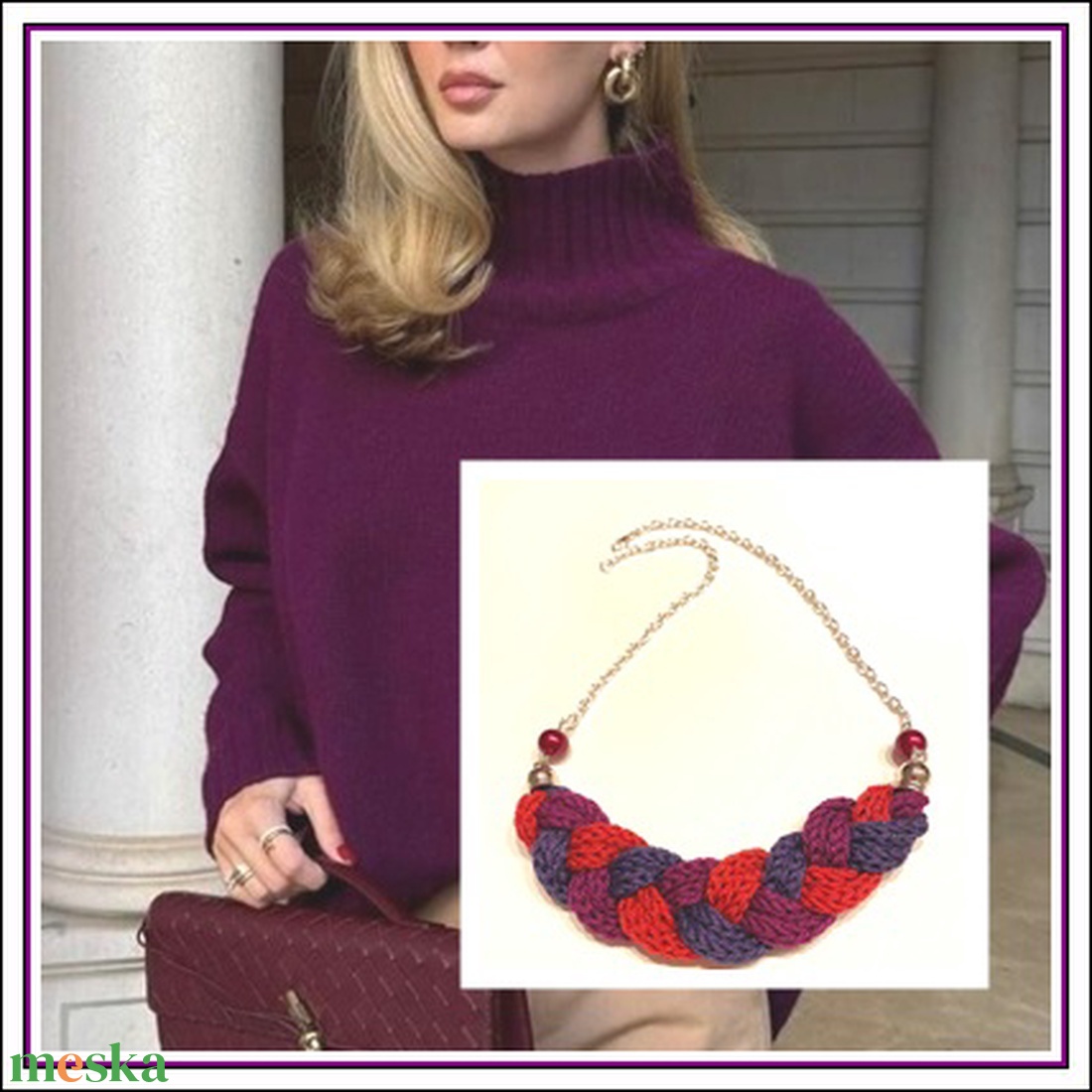 Burgundi,piros, lila - ékszer - nyaklánc - medál nélküli nyaklánc - Meska.hu
