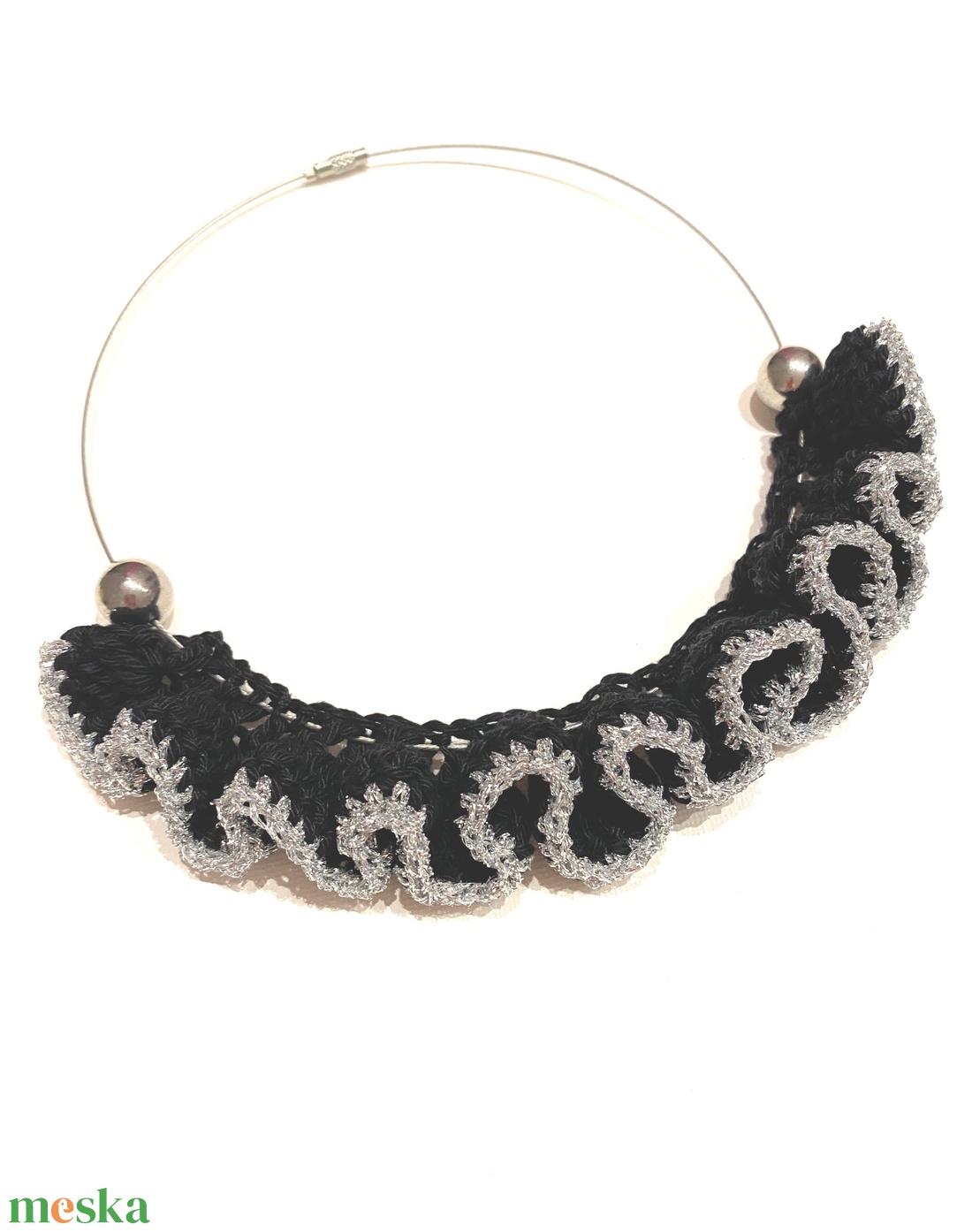 Fekete ezüsttel - ékszer - nyaklánc - statement nyaklánc - Meska.hu