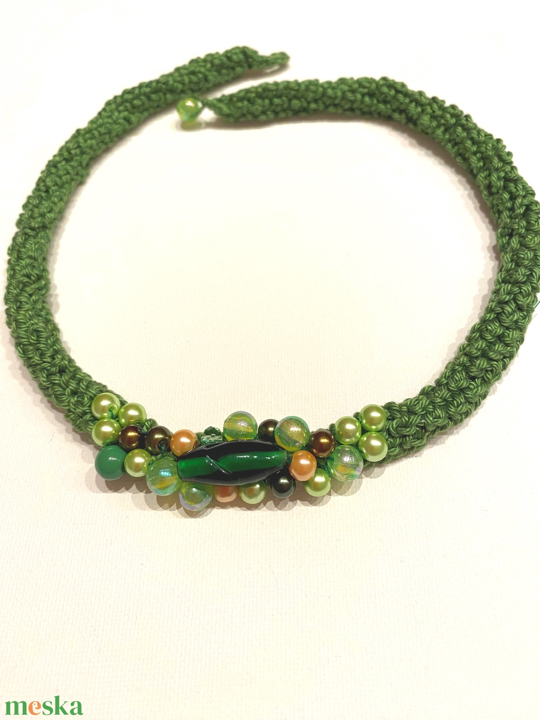 Fenyőzöld - ékszer - nyaklánc - gyöngyös nyaklánc - Meska.hu