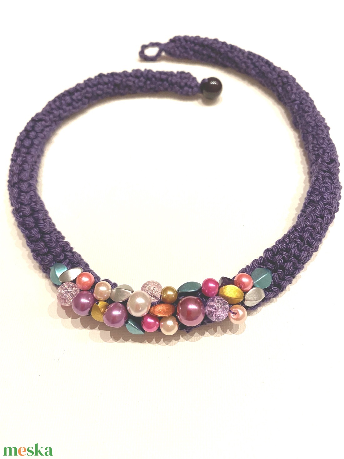 Szilvakék - ékszer - nyaklánc - gyöngyös nyaklánc - Meska.hu