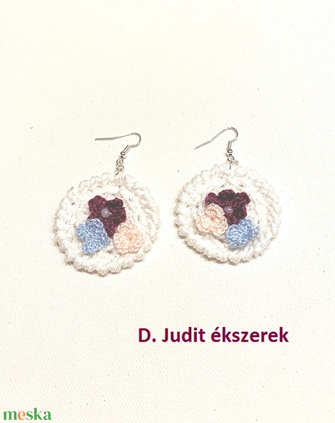 Virágos fülbevaló - ékszer - fülbevaló - lógós kerek fülbevaló - Meska.hu