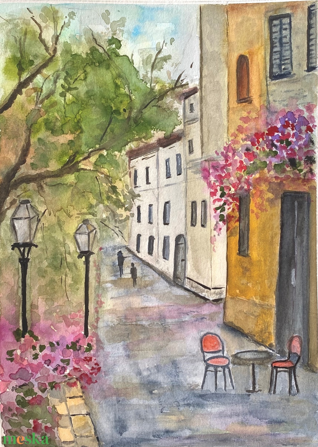 Városi pillanat avarell festmény - művészet - festmény - akvarell - Meska.hu