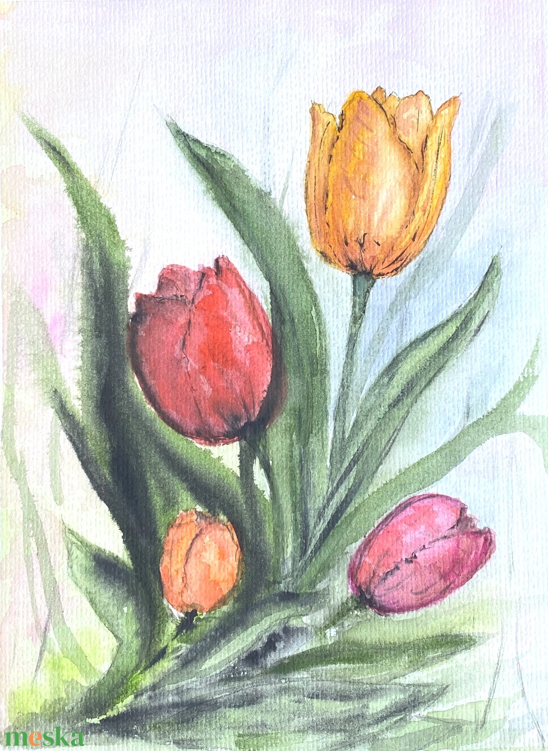 Tulipánok  - művészet - festmény - akvarell - Meska.hu