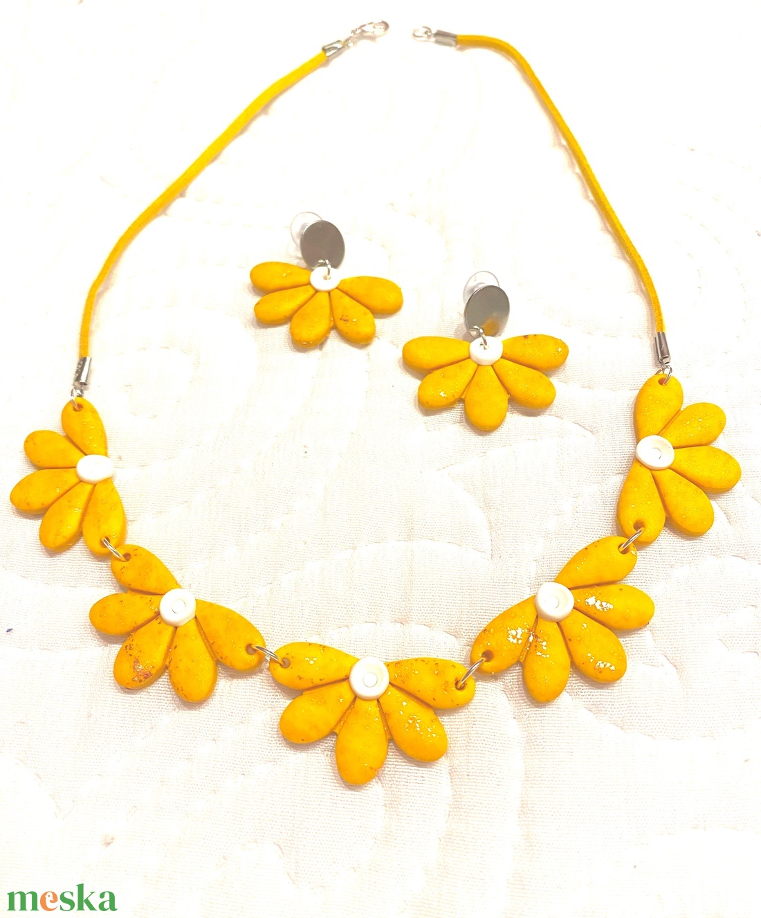 Sárga virágos szett - ékszer - ékszerszett - Meska.hu