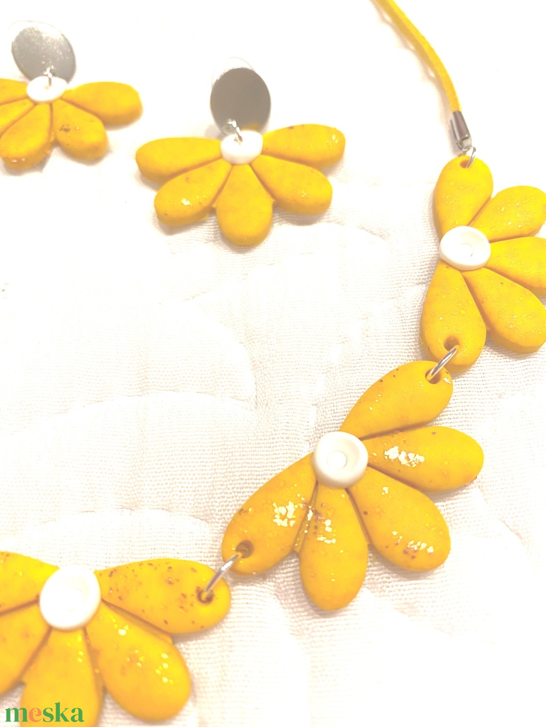 Sárga virágos szett - ékszer - ékszerszett - Meska.hu