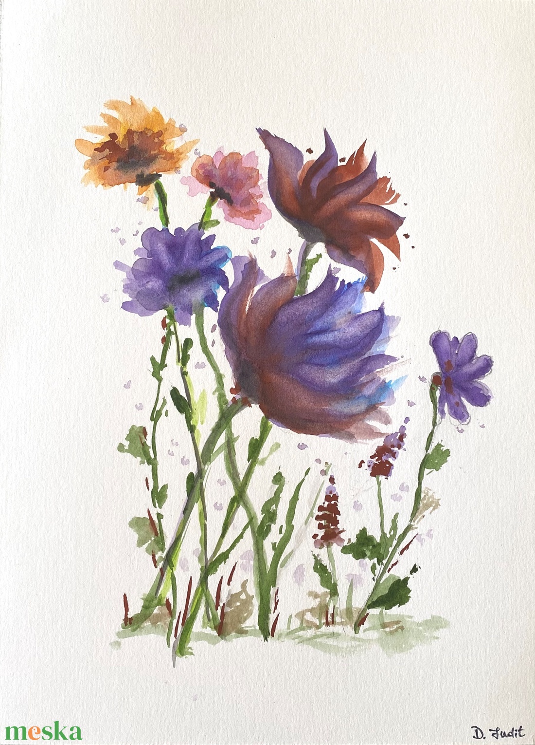Virágok festmény - művészet - festmény - akvarell - Meska.hu