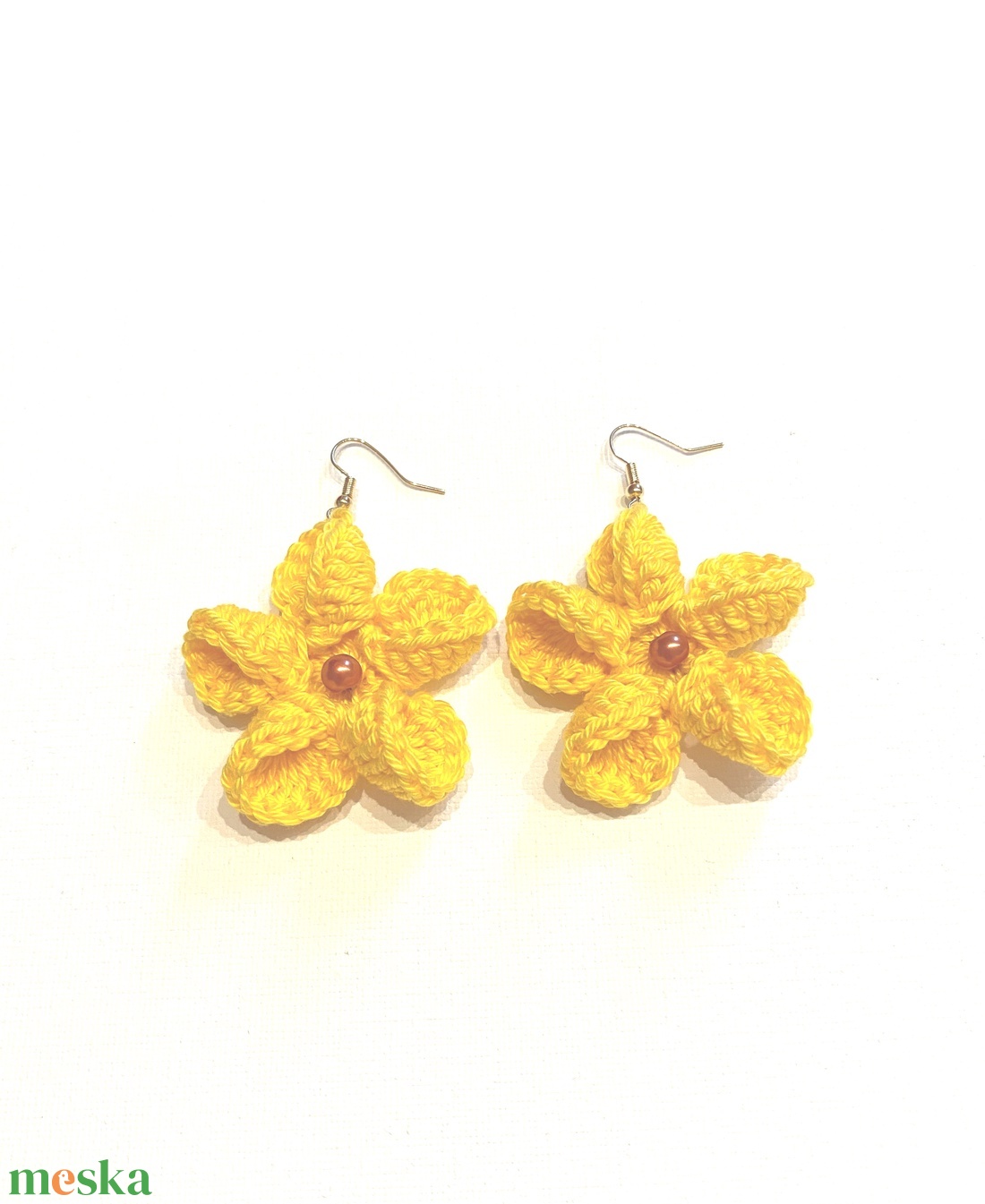 Sárga virág - ékszer - fülbevaló - lógó fülbevaló - Meska.hu