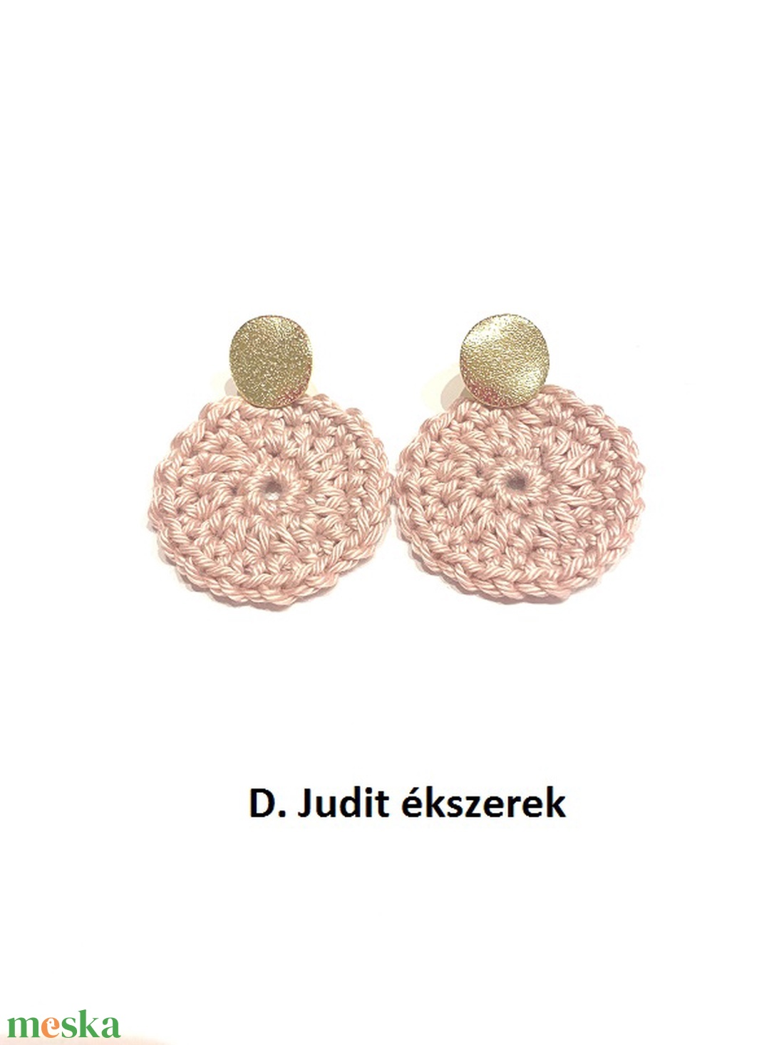Rózsaszín arannyal - ékszer - fülbevaló - lógós kerek fülbevaló - Meska.hu