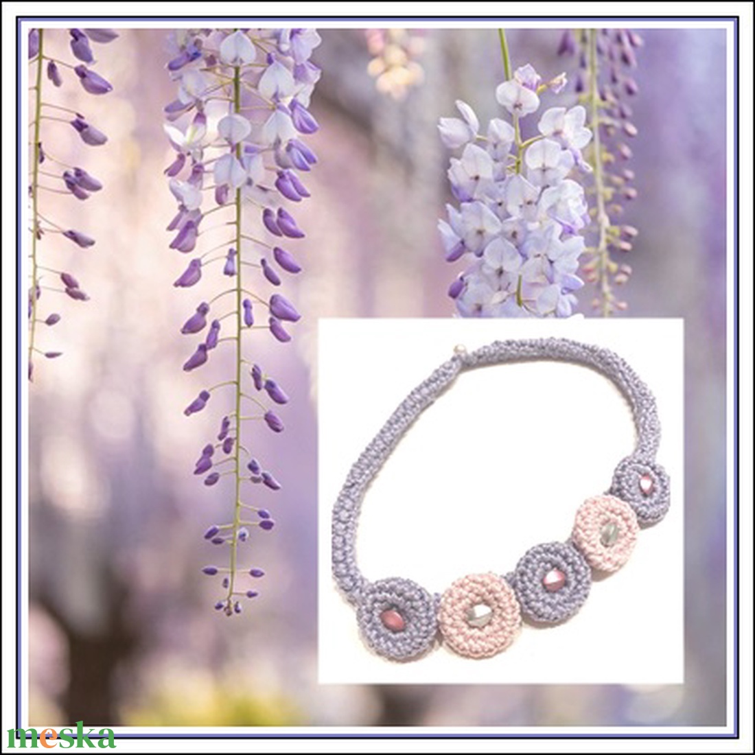 Lila-rózsaszín - ékszer - nyaklánc - gyöngyös nyaklánc - Meska.hu