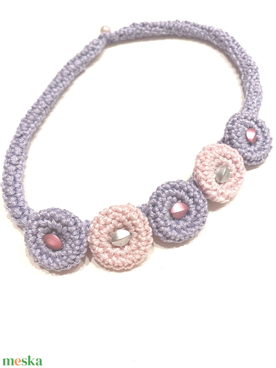 Lila-rózsaszín - ékszer - nyaklánc - gyöngyös nyaklánc - Meska.hu