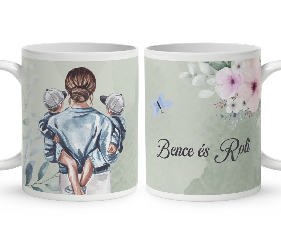 Kérd a neveddel - Anya és Kicsi Fiai mintás bögre - otthon & életmód - konyhafelszerelés, tálalás - tálalás - bögre & csésze - Meska.hu