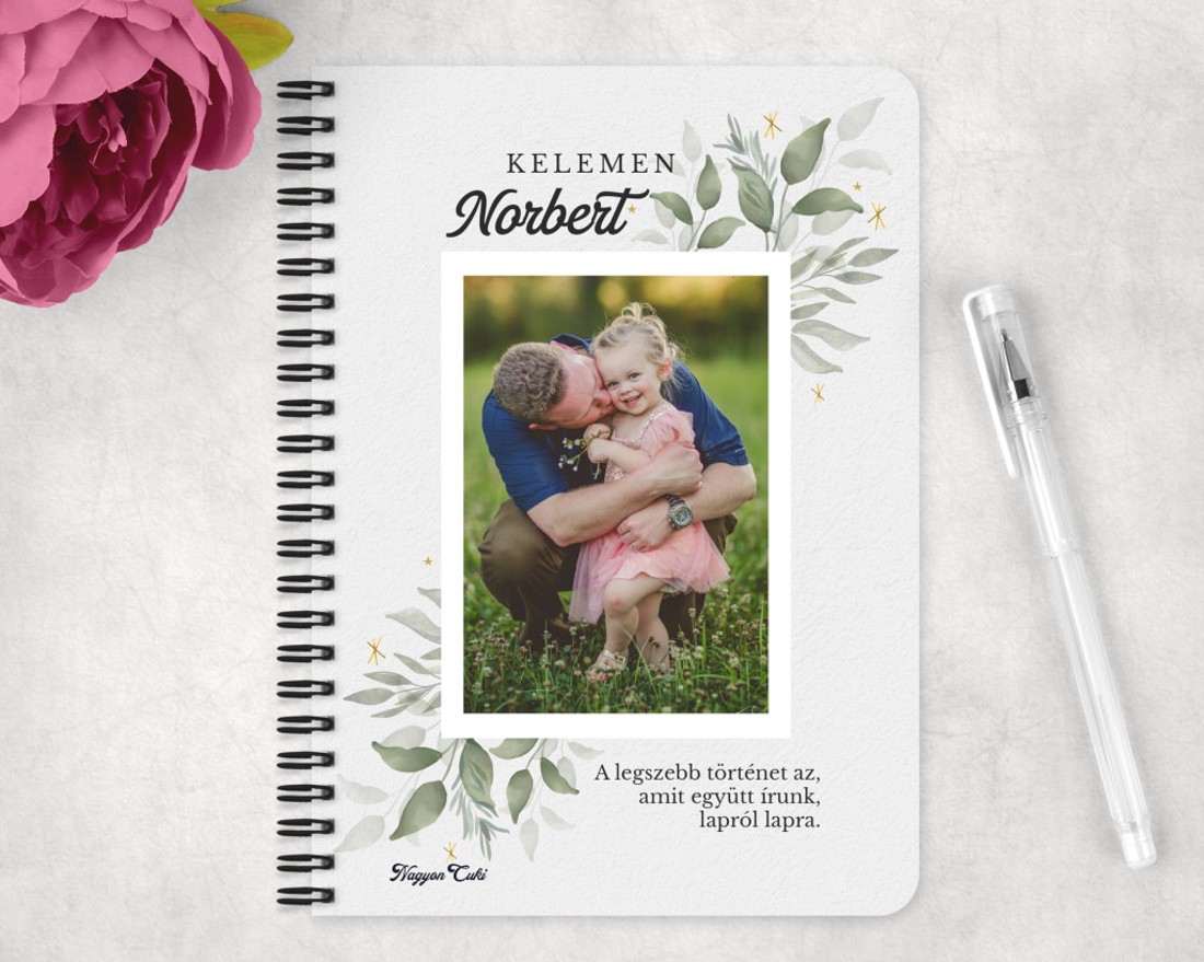 Saját fotós személyre szabható - Gyönyörű levelek mintás A6-os füzet - otthon & életmód - papír, írószer - jegyzetfüzet & napló - Meska.hu