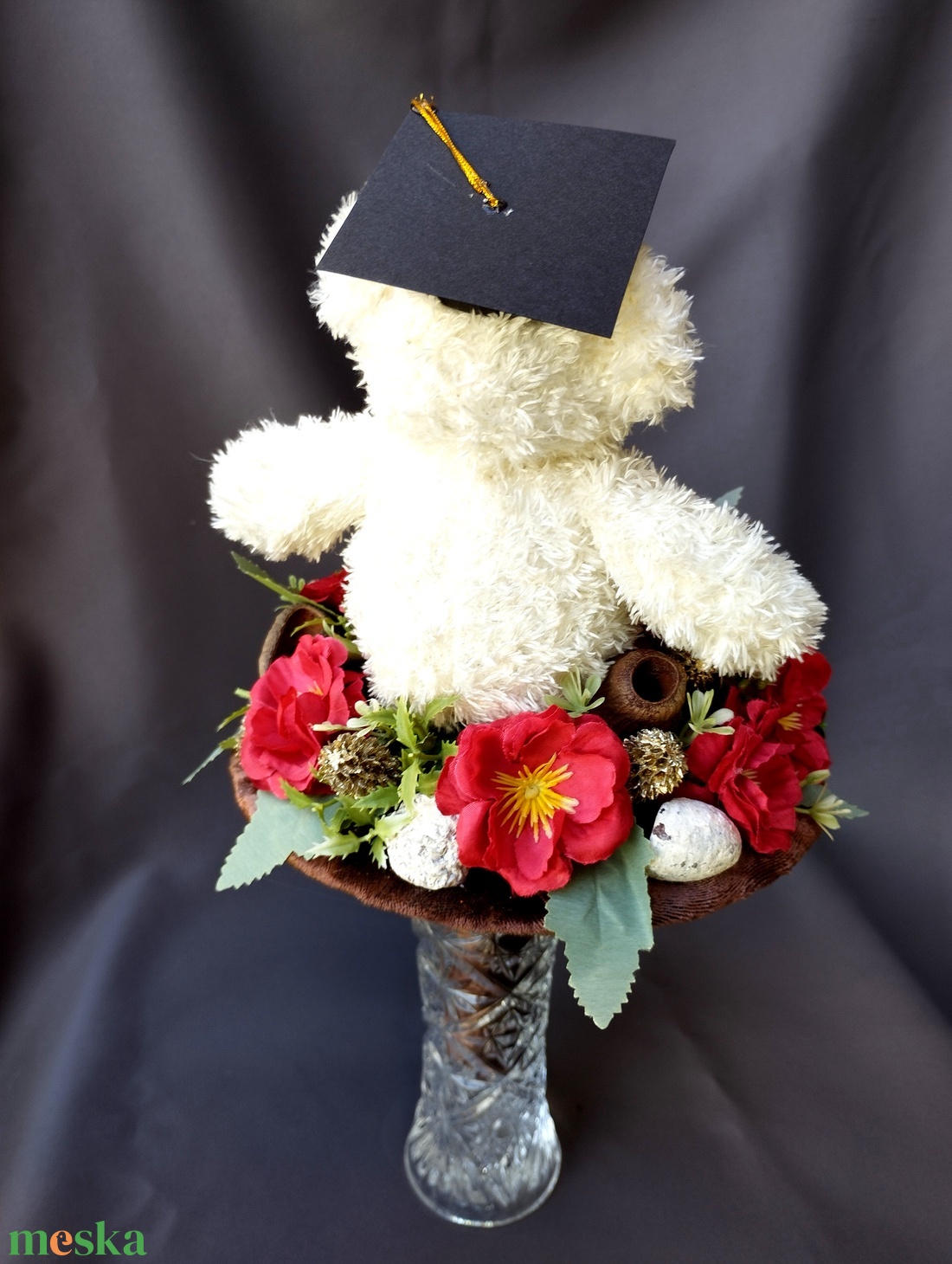 Saját készítésű egyedi macis ballagási csokor, örök csokor - otthon & életmód - dekoráció - virágdísz és tartó - csokor & virágdísz - Meska.hu