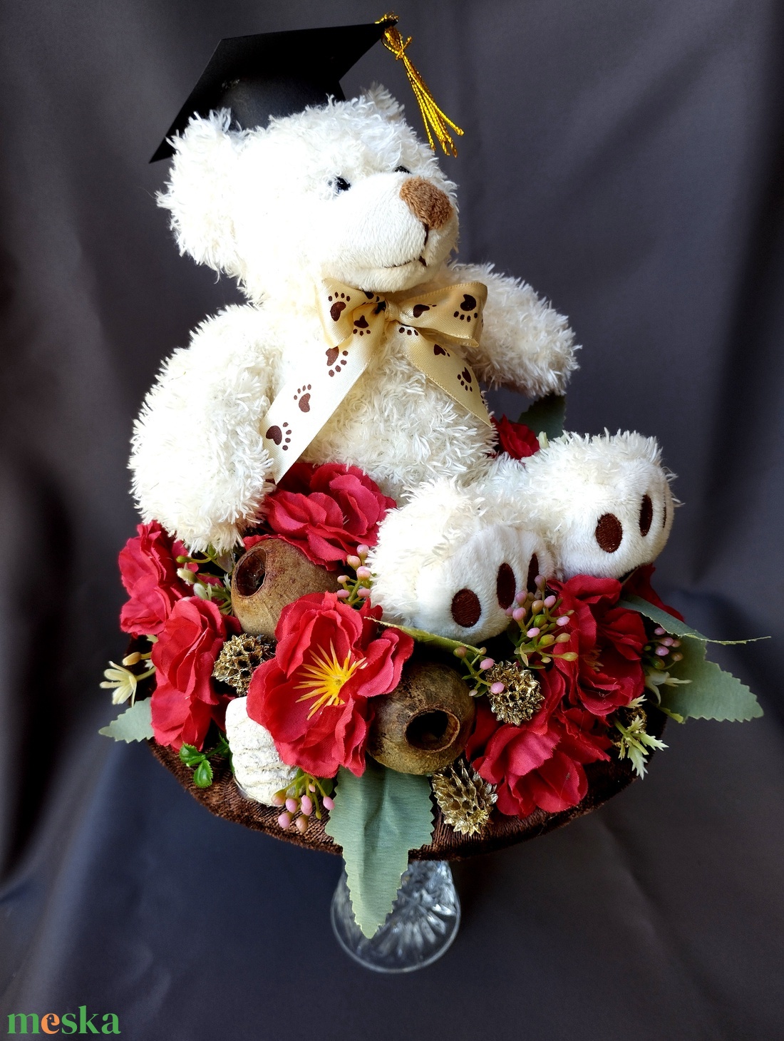 Saját készítésű egyedi macis ballagási csokor, örök csokor - otthon & életmód - dekoráció - virágdísz és tartó - csokor & virágdísz - Meska.hu