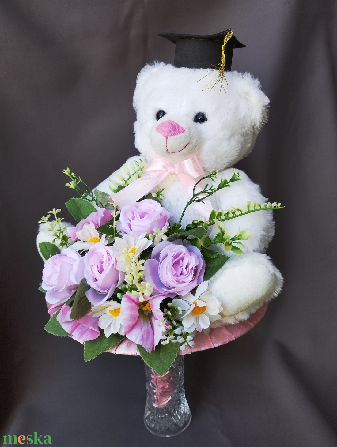 Saját készítésű egyedi óriás macis ballagási csokor, örök csokor - otthon & életmód - dekoráció - virágdísz és tartó - csokor & virágdísz - Meska.hu