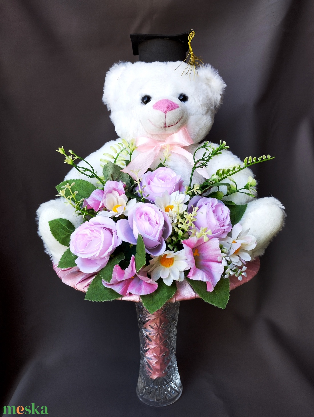 Saját készítésű egyedi óriás macis ballagási csokor, örök csokor - otthon & életmód - dekoráció - virágdísz és tartó - csokor & virágdísz - Meska.hu