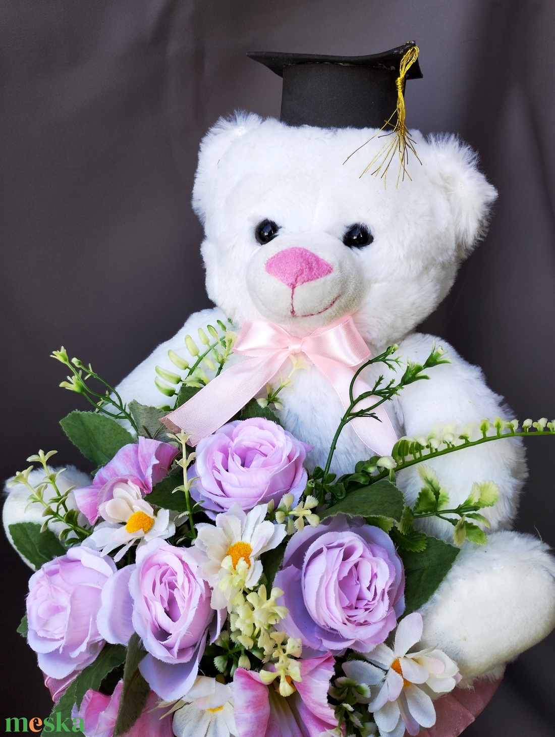 Saját készítésű egyedi óriás macis ballagási csokor, örök csokor - otthon & életmód - dekoráció - virágdísz és tartó - csokor & virágdísz - Meska.hu