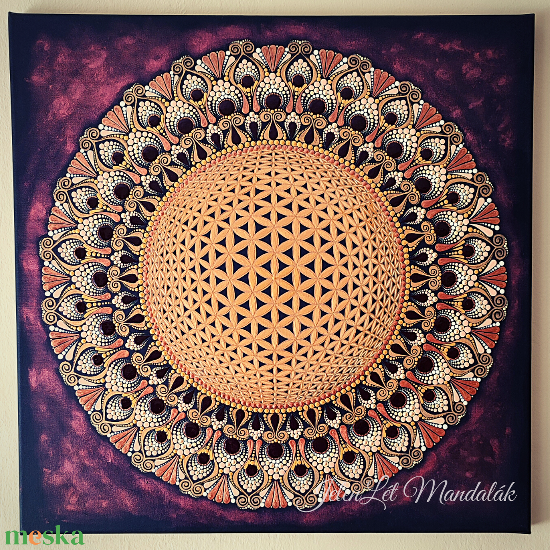 3D-s Élet Virága egyedi kézzel festett 60x60 cm-es pontozott mandala akril vászonkép, spirituális ajándék - otthon & életmód - dekoráció - spiritualitás - mandala - Meska.hu 3D-s Élet Virága egyedi kézzel festett 60x60 cm-es pontozott mandala akril vászonkép, spirituális ajándék - otthon & életmód - dekoráció - spiritualitás - mandala - Meska.hu