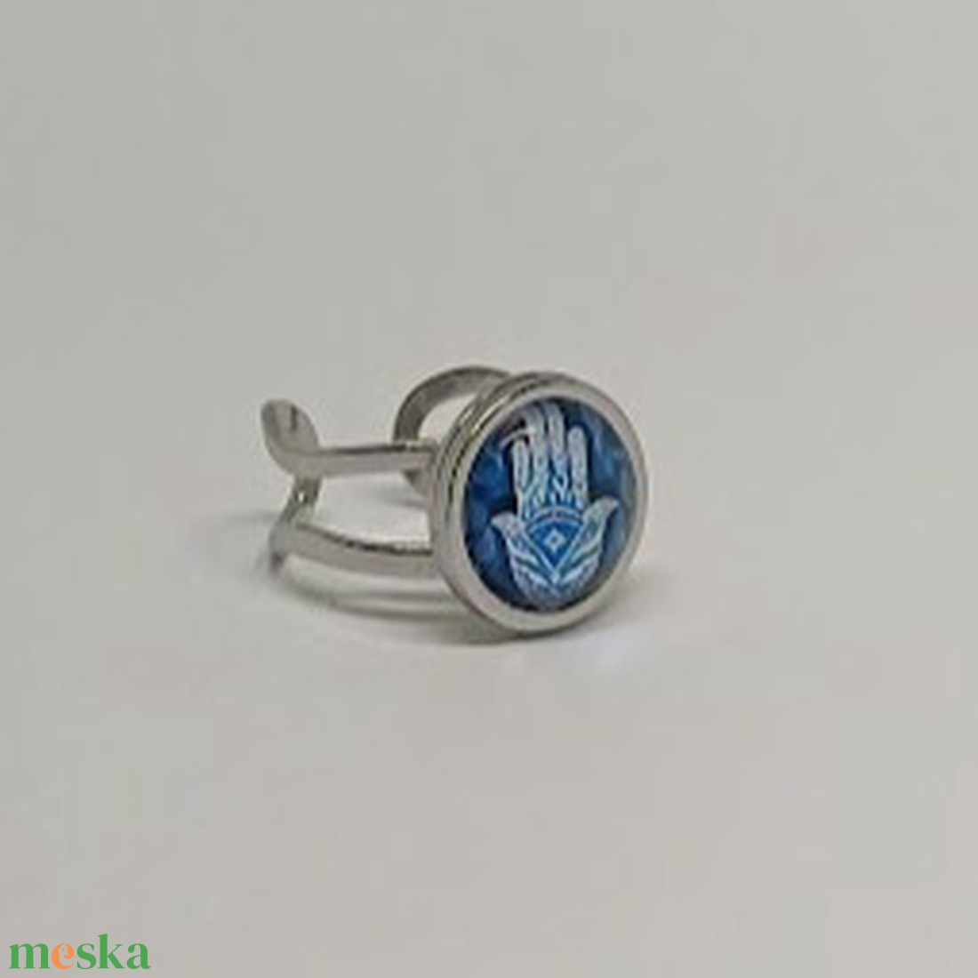 Háromrészes Hamsa ékszerszett � kézzel készült, kék�fehér cabochon, védelmező szimbólum - ékszer - ékszerszett - Meska.hu