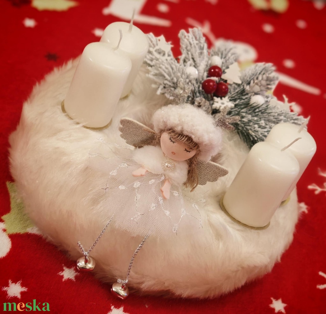 Adventi koszorú angyalkával - karácsony - adventi díszek - adventi koszorú - Meska.hu