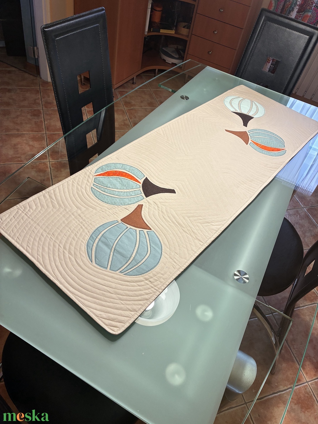 Őszi terítő,  tökös terítő - otthon & életmód - dekoráció - halloween - halloweeni asztaldísz - Meska.hu