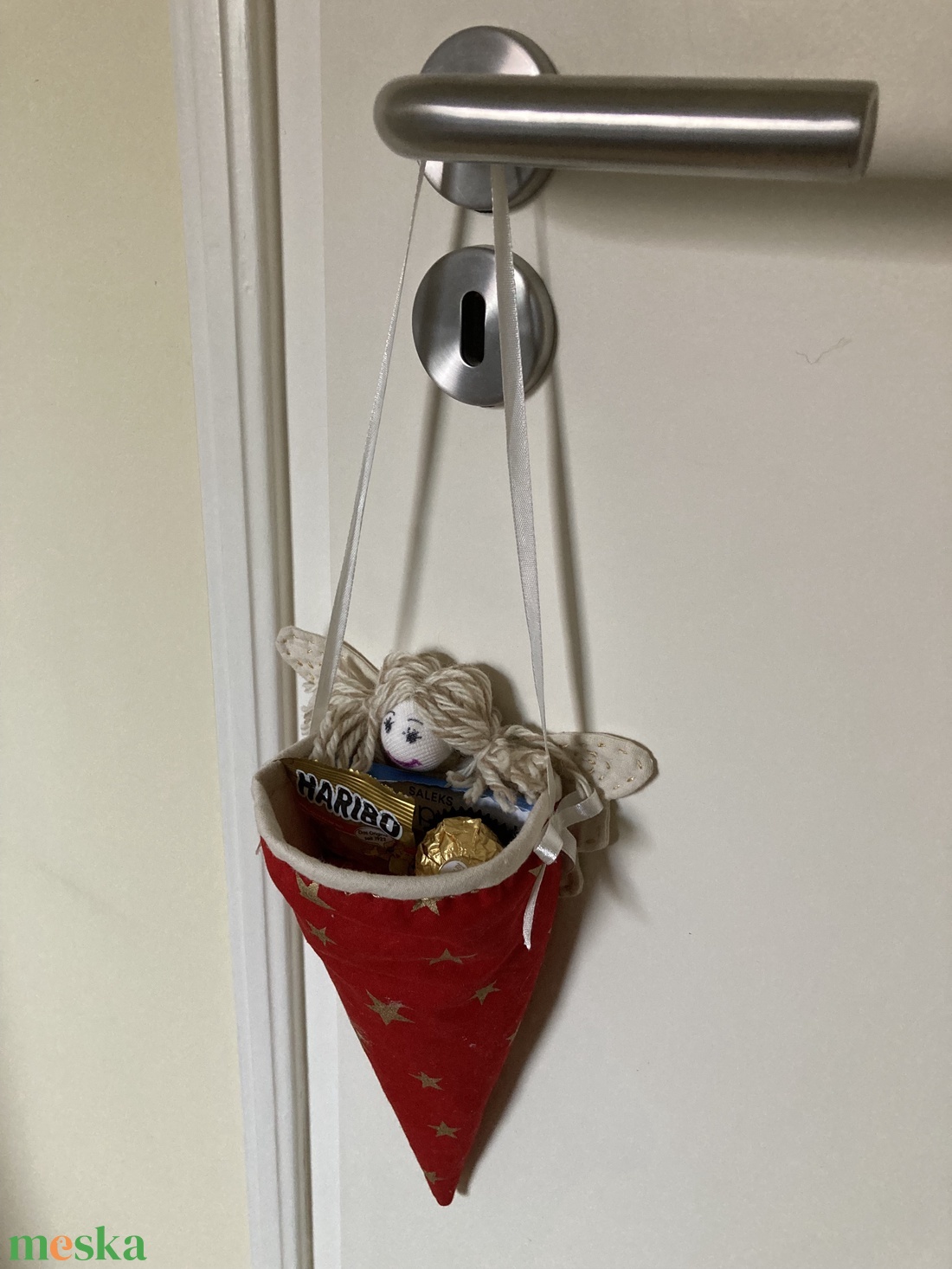 Angyalkás  ajándék tölcsér - karácsony - mikulás - mikulás zsák - Meska.hu