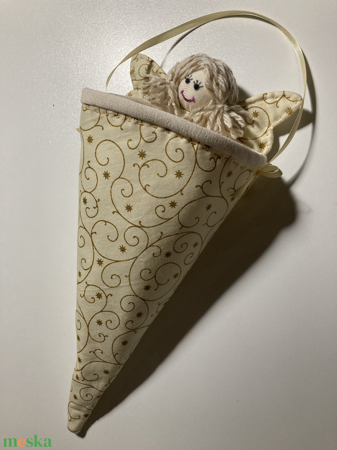 Angyalkás tölcsér zsák - karácsony - mikulás - mikulás ajándékok - Meska.hu