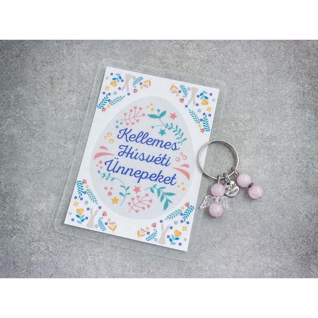 Kellemes Húsvéti kulcstartó rózsakvarccal - táska & tok - kulcstartó & táskadísz - kulcstartó - Meska.hu