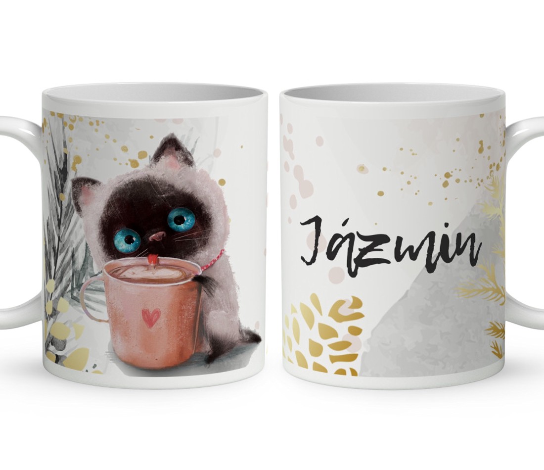 Kérd a neveddel - Kávézós cicus mintás bögre - otthon & életmód - konyhafelszerelés, tálalás - tálalás - bögre & csésze - Meska.hu