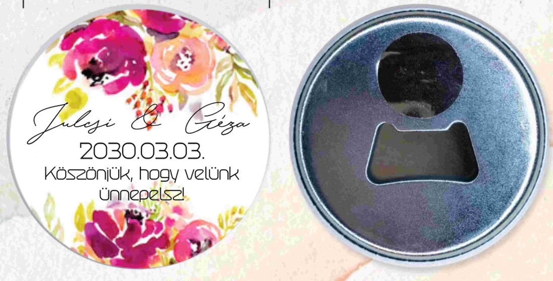 Hütőmágnes Esküvői Köszönőajándék � Névvel és Egyedi Mintával - esküvő - emlék & ajándék - köszönőajándék - Meska.hu
