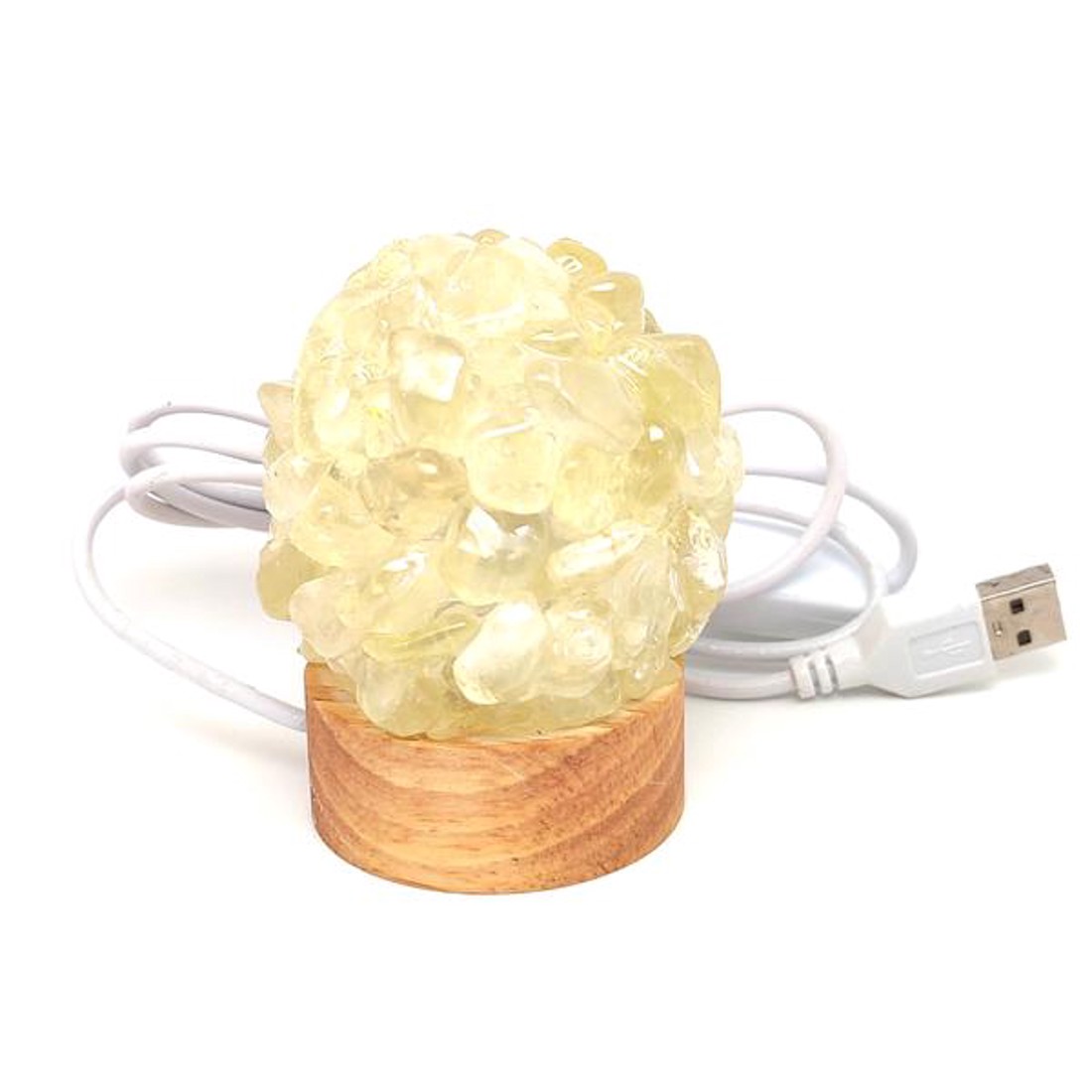 Lámpa ásvány ragasztott dobcsiszolat USB citromkvarc - kellékek & szerszámok - ásvány alapanyag - ásvány lámpa - Meska.hu