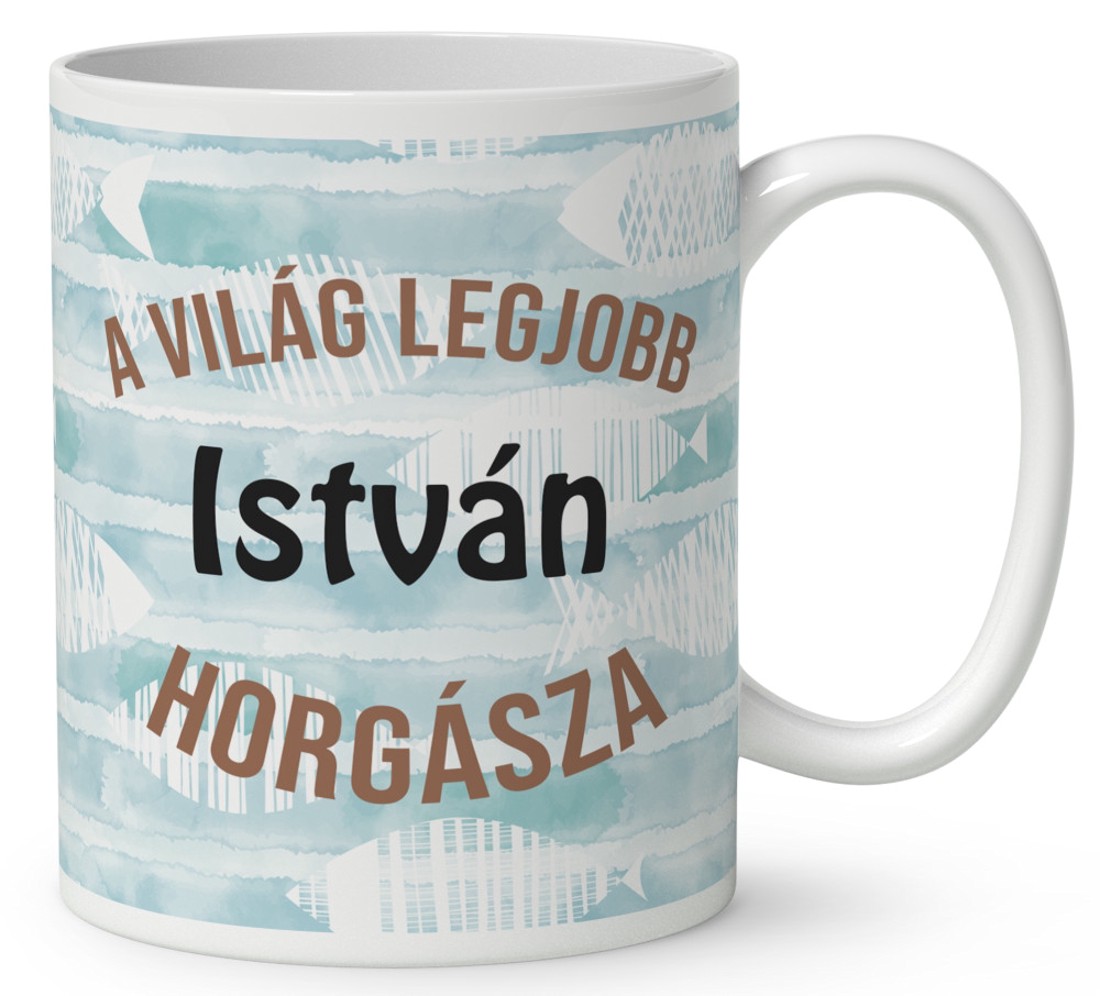 Névvel kérhető - Csónakos horgász manó és kávé mintás bögre - otthon & életmód - konyhafelszerelés, tálalás - tálalás - bögre & csésze - Meska.hu