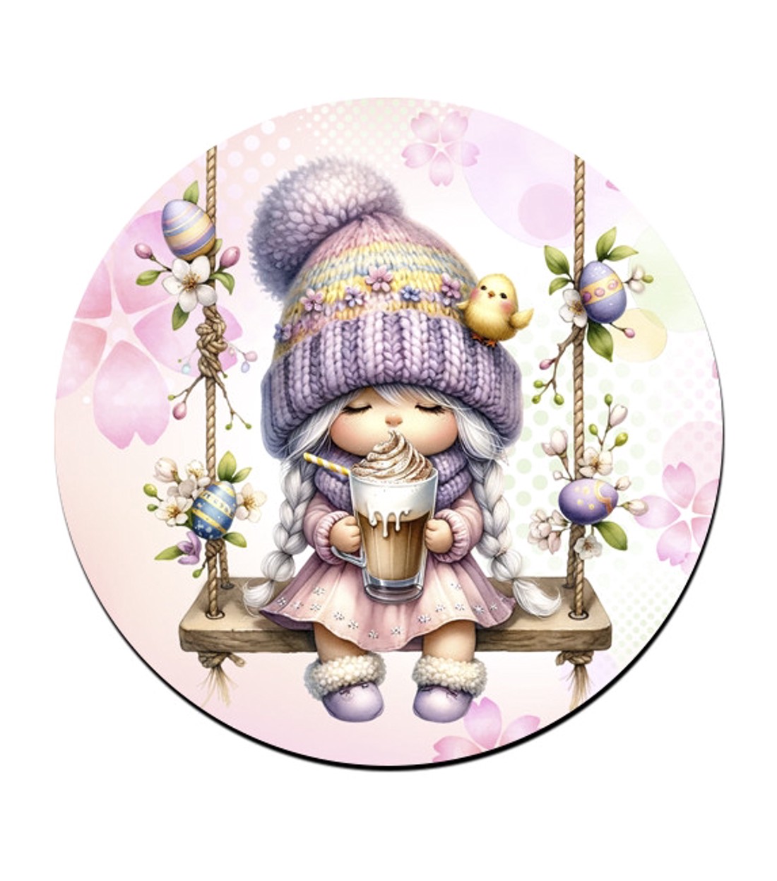 Kávézós Húsvéti manólány bögre alátét -  - Meska.hu