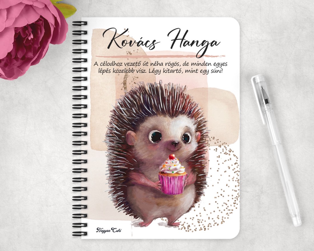 Személyre szabható - Sütis sünike mintás A6-os füzet - otthon & életmód - papír, írószer - jegyzetfüzet & napló - Meska.hu