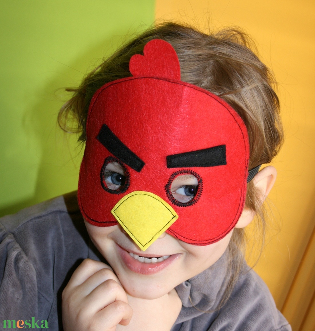 piros angry birds álarc filcből - ruha & divat - jelmez & álarc - álarc - Meska.hu