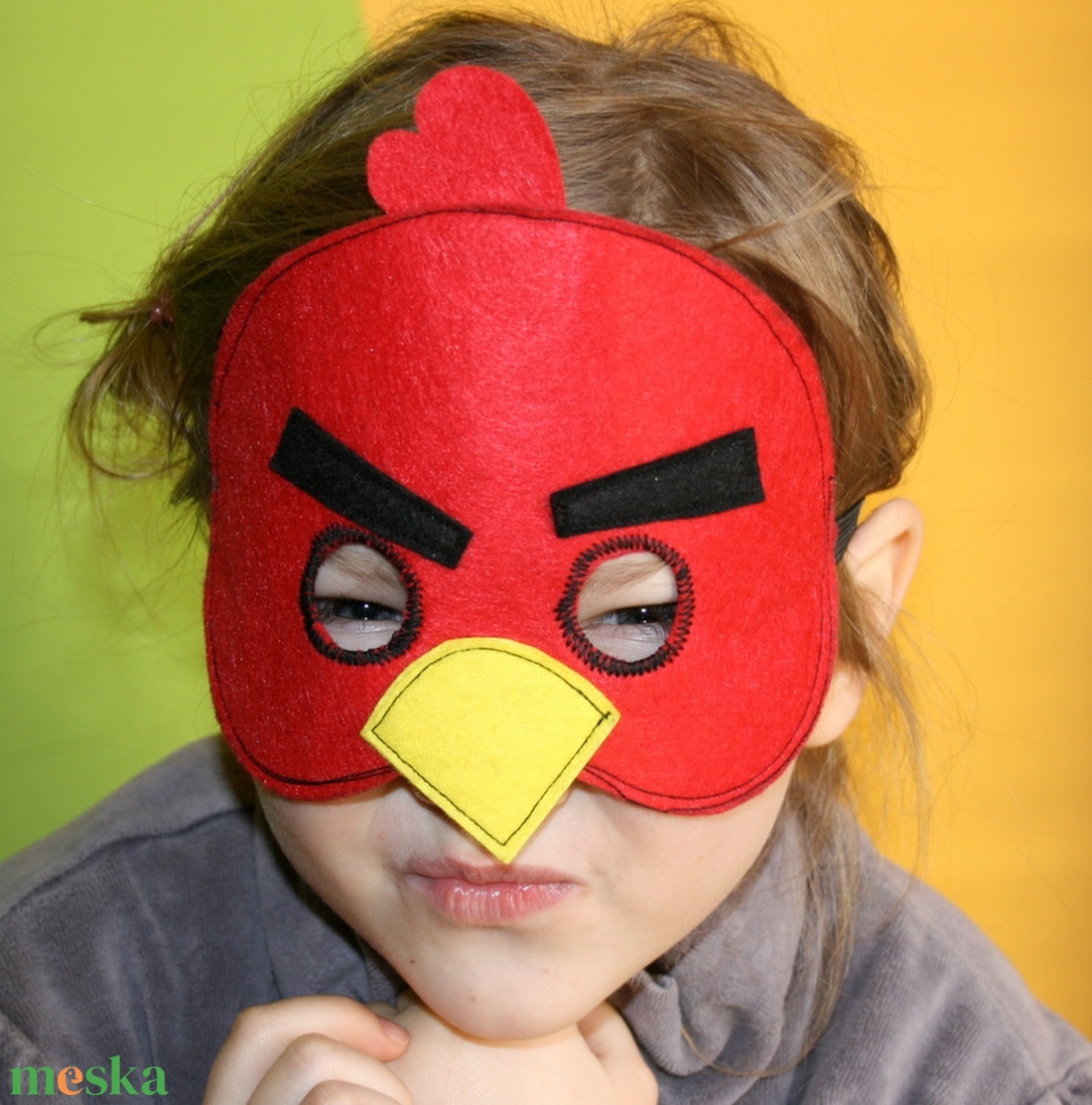 piros angry birds álarc filcből - ruha & divat - jelmez & álarc - álarc - Meska.hu