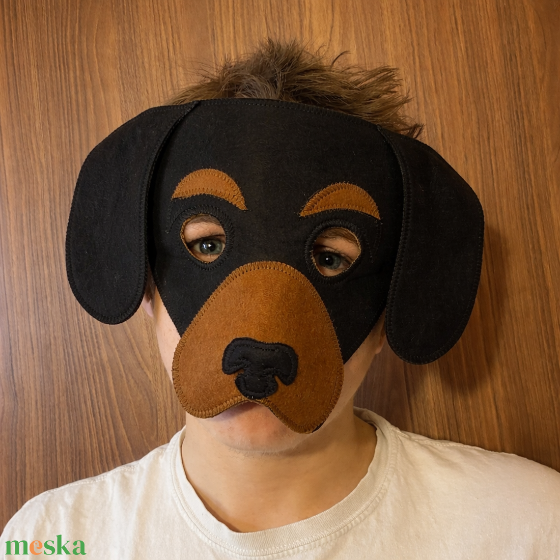 Tacskó kutya álarc  filcből - ruha & divat - jelmez & álarc - álarc - Meska.hu