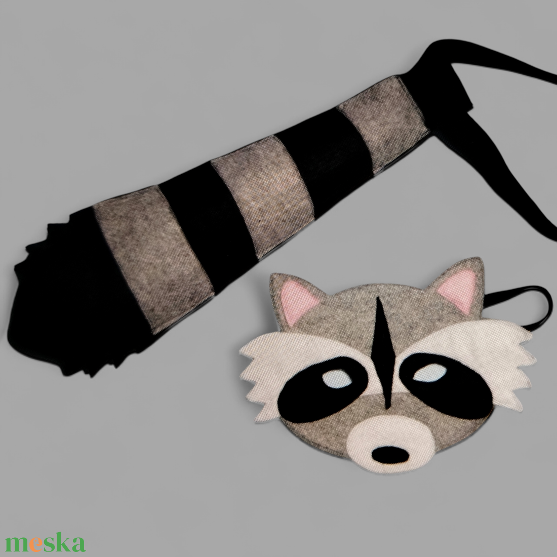 Mosómedve álarc és farok filcből - ruha & divat - jelmez & álarc - álarc - Meska.hu