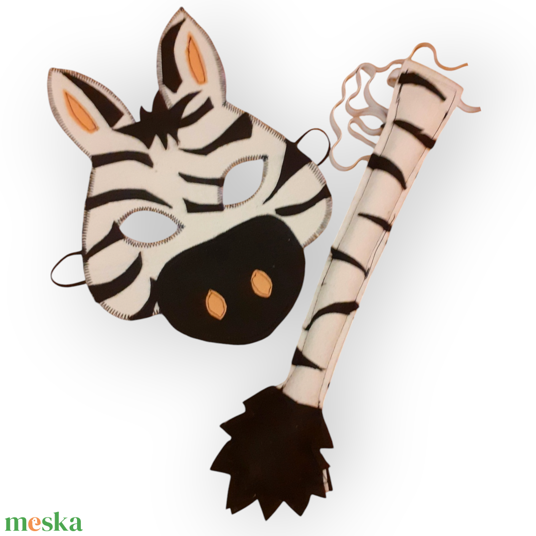 Zebra álarc és farok filcből - ruha & divat - jelmez & álarc - álarc - Meska.hu