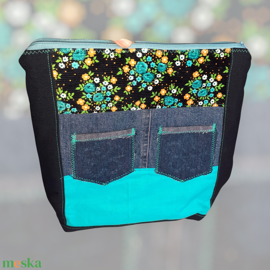 Díszes türkisz farmer utazó neszeszer - táska & tok - neszesszer - Meska.hu