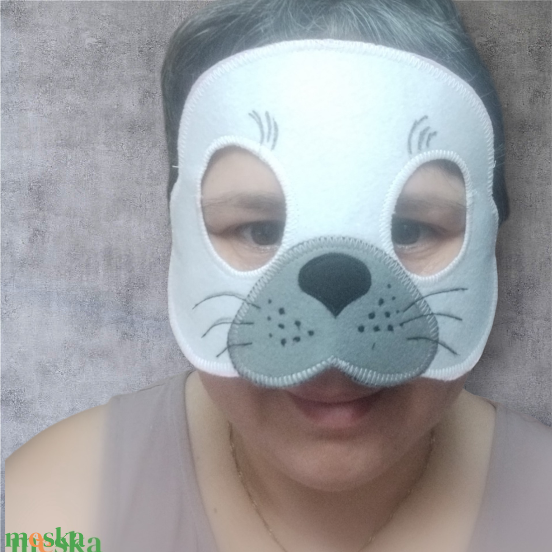 Fehér Fóka felnőtt álarc - ruha & divat - jelmez & álarc - jelmez - Meska.hu