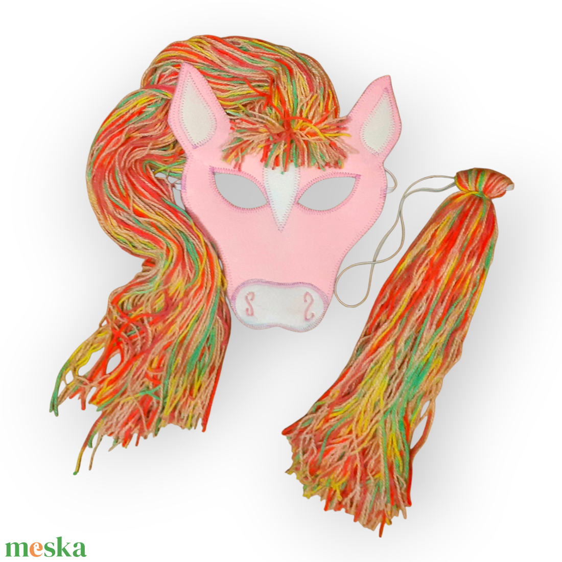 Rózsaszín szivárványhajú lovas farsangi szett  filcből - ruha & divat - jelmez & álarc - jelmez - Meska.hu