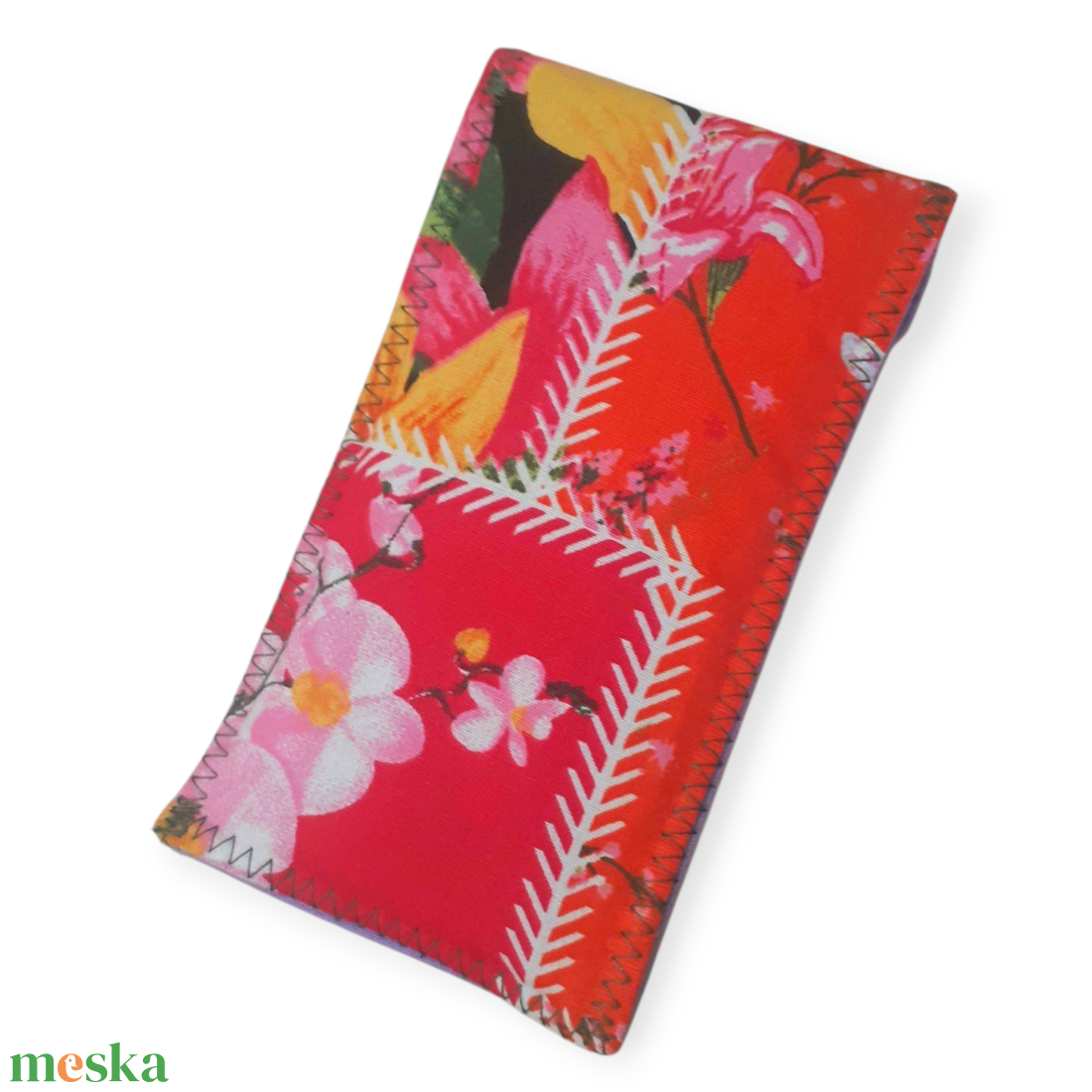 Virágos patchwork mobiltok / szemüvegtok - táska & tok - pénztárca & más tok - szemüvegtok - Meska.hu